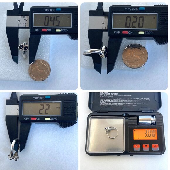 Sterling Silver 925 Black Onyx Cabochon Bypass Style Fixed Band Ring Sz 6.5 - Picture 12 of 16